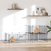 Vidaxl Haustiere Käfig mit Tür 36 Paneele 35x35 cm Stahl schwarz - afbeelding 1