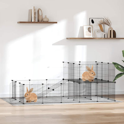 Vidaxl Haustiere Käfig mit Tür 36 Paneele 35x35 cm Stahl schwarz