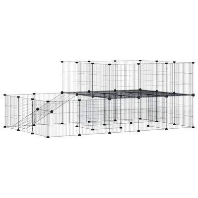 Vidaxl -Haustiere Käfig mit Tür 44 Paneele 35x35 cm Stahl schwarz