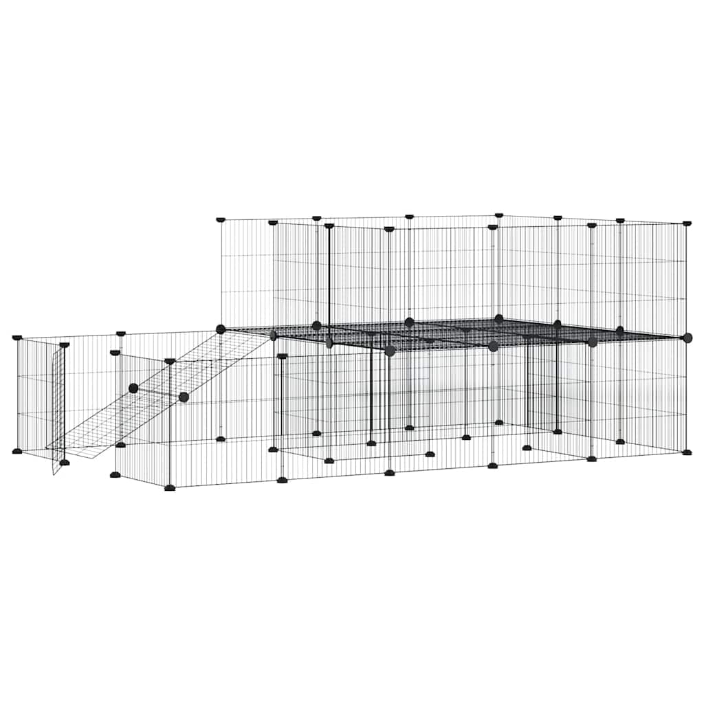 Vidaxl -Haustiere Käfig mit Tür 44 Paneele 35x35 cm Stahl schwarz