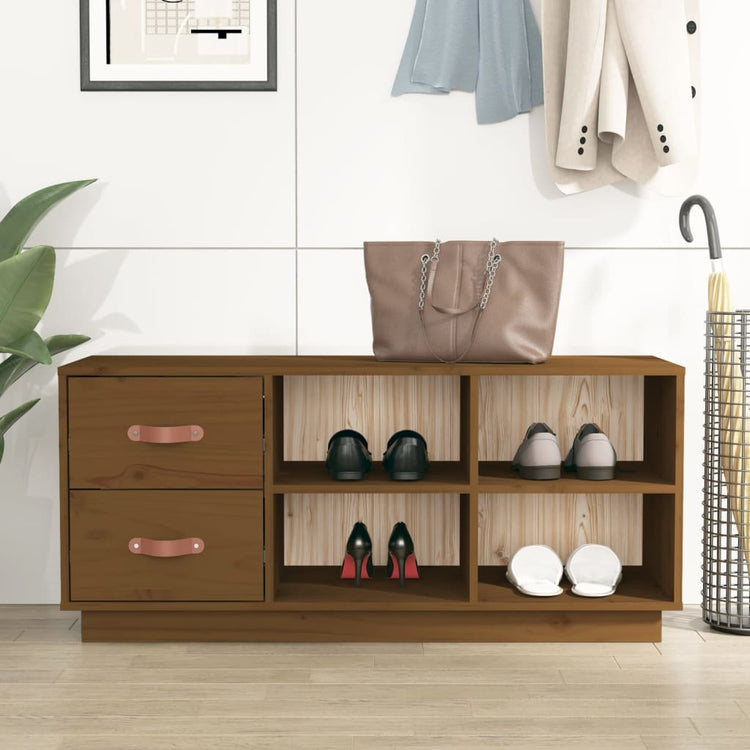 Vidaxl Schuhe Bank 100x34x45 cm Festkiefer Honigbraun