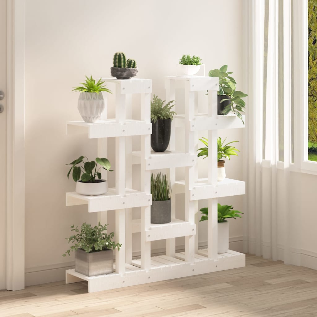 Vidaxx Pflanzenständer weiß 104,5x25x109,5 cm massives Kiefernholz