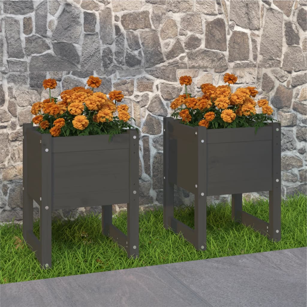 VIDAXL -Pflanzer 2 ST 40x40x52,5 cm Festkieferngrau grau grau