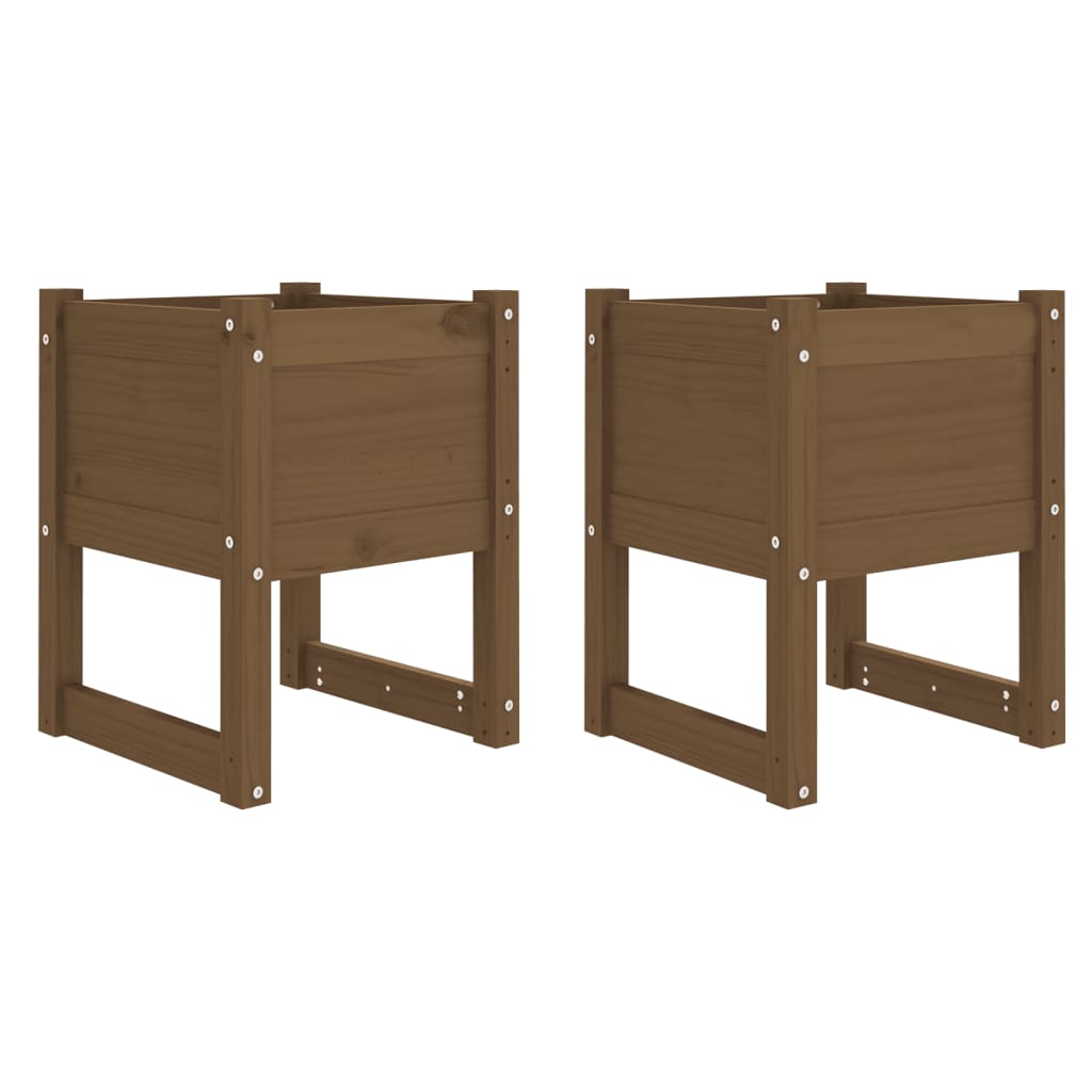 VIDAXL -Pflanzer 2 ST 40x40x52,5 cm Festkiefer Honigbraun