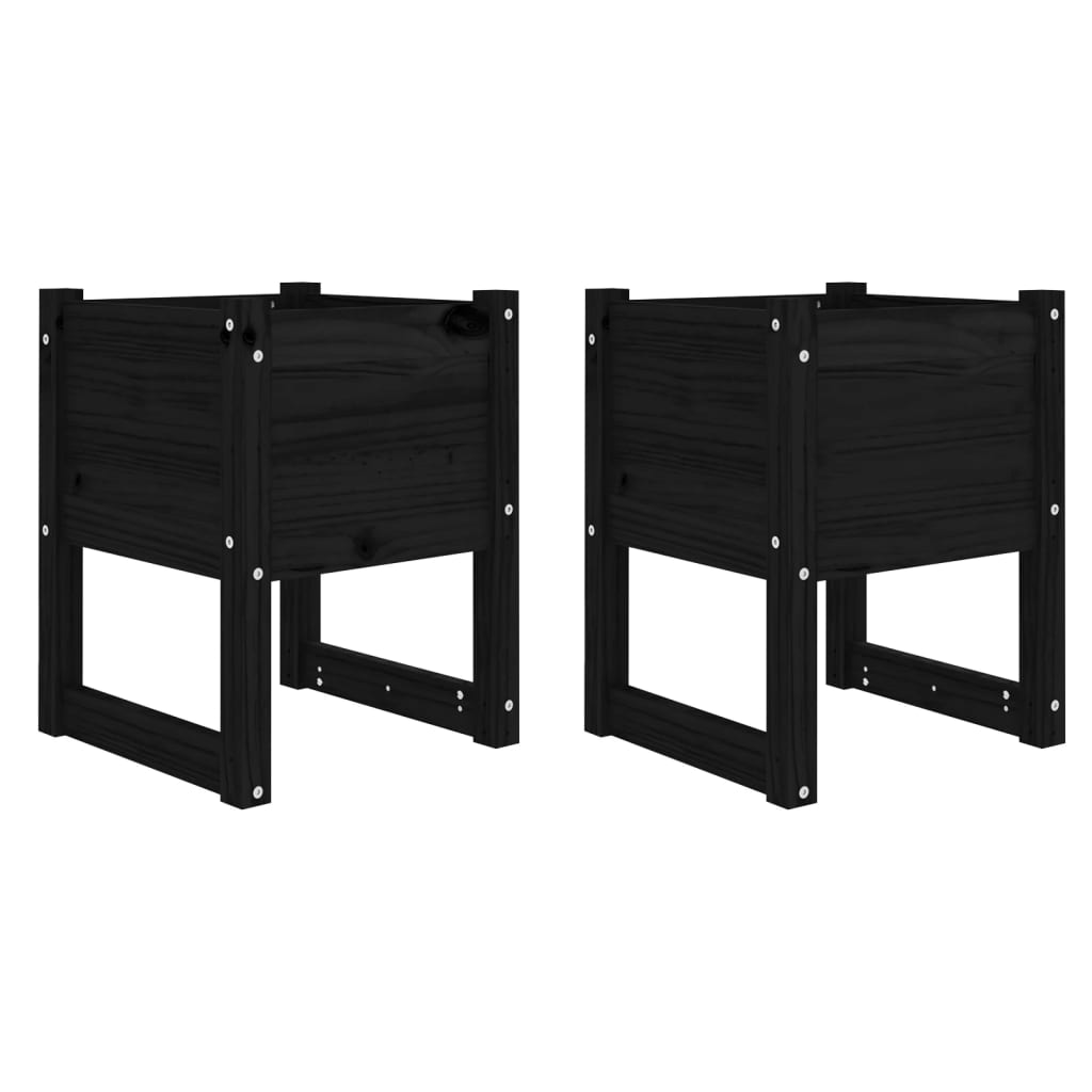VIDAXL -Pflanzer 2 ST 40x40x52,5 cm Festkiefer schwarz