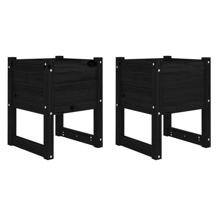 VIDAXL -Pflanzer 2 ST 40x40x52,5 cm Festkiefer schwarz