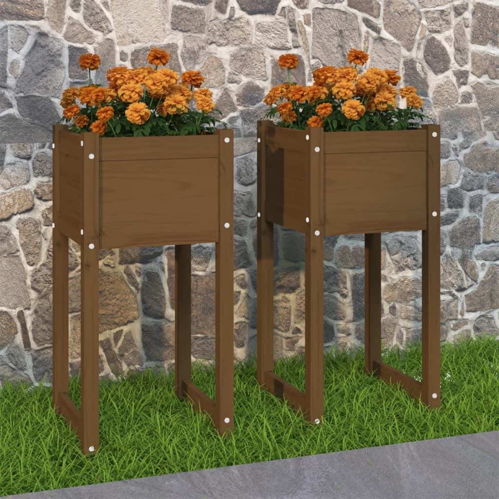 Vidaxl Pflanzer 2 ST 40x40x81 cm Festkiefer Honigbraun