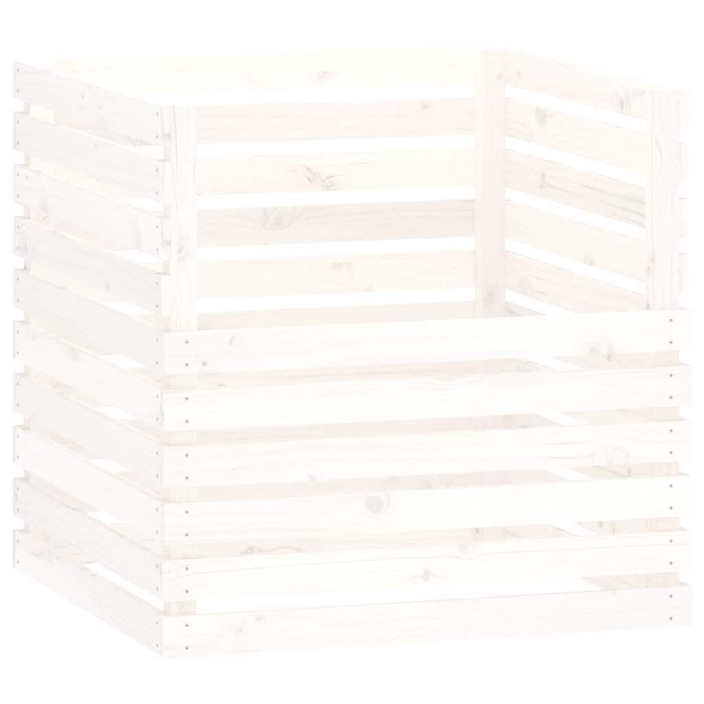 VIDAXL -Kompost -Bin 80x80x78 cm Festkiefer weiß