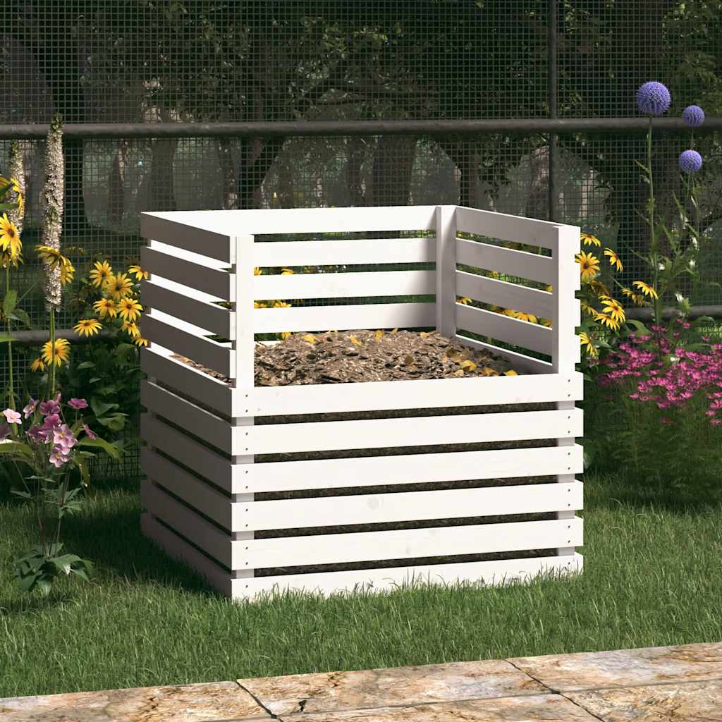 VIDAXL -Kompost -Bin 80x80x78 cm Festkiefer weiß