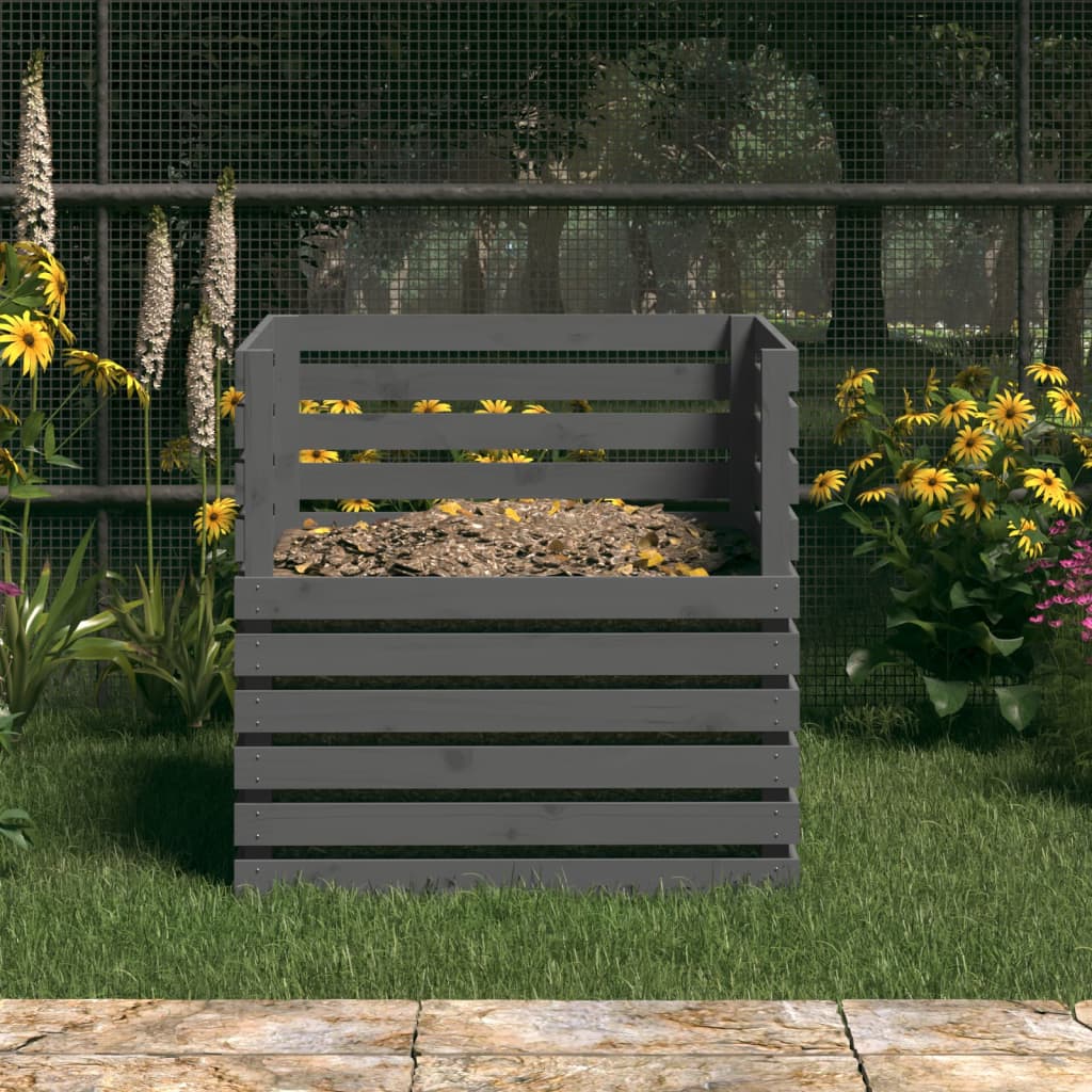 VIDAXL -Kompostbehälter 80x80x78 cm Festkiefergrau
