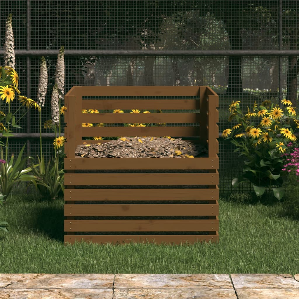 VIDAXL -Kompost -Bin 80x80x78 cm Festkiefer Honigbraun