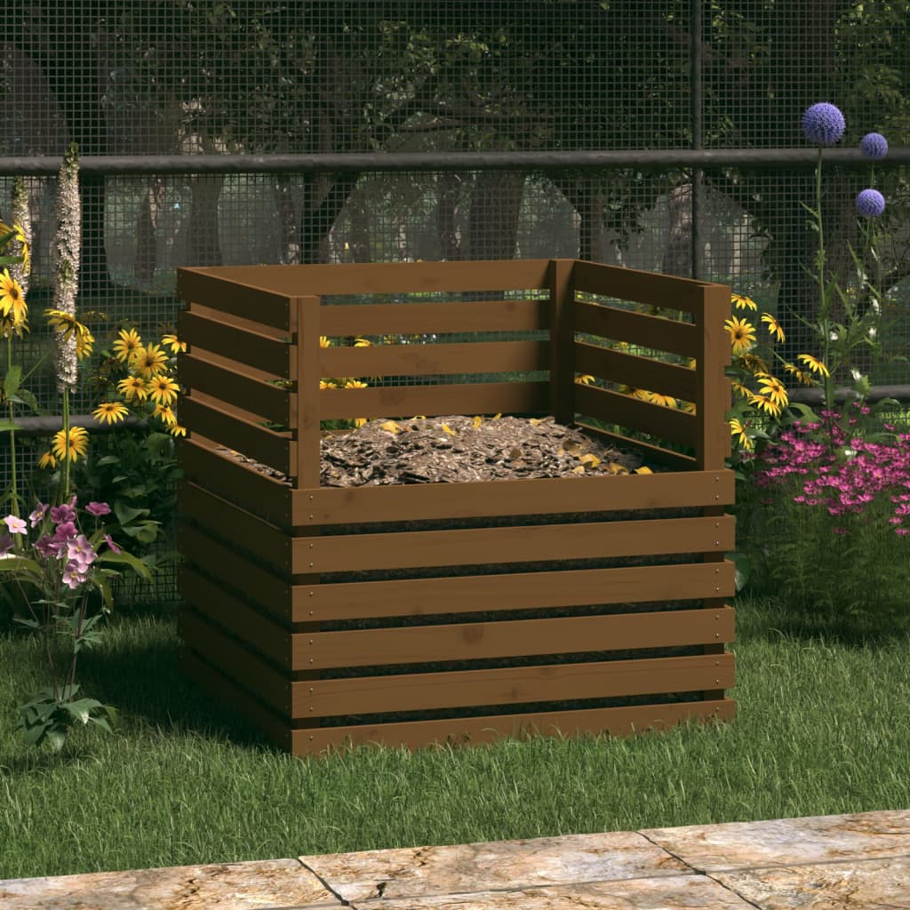 VIDAXL -Kompost -Bin 80x80x78 cm Festkiefer Honigbraun