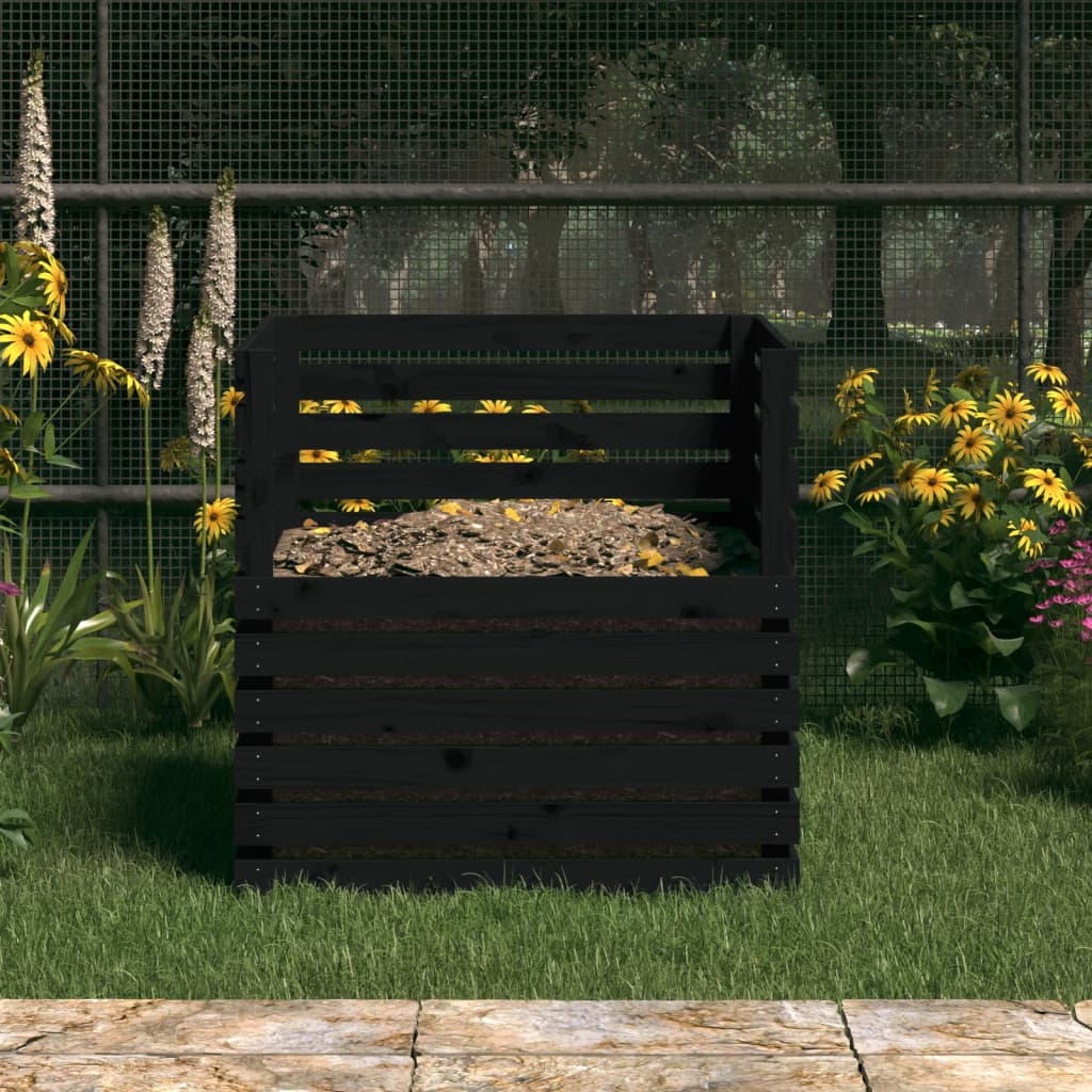 VIDAXL -Kompost -Bin 80x80x78 cm Festkiefer schwarz