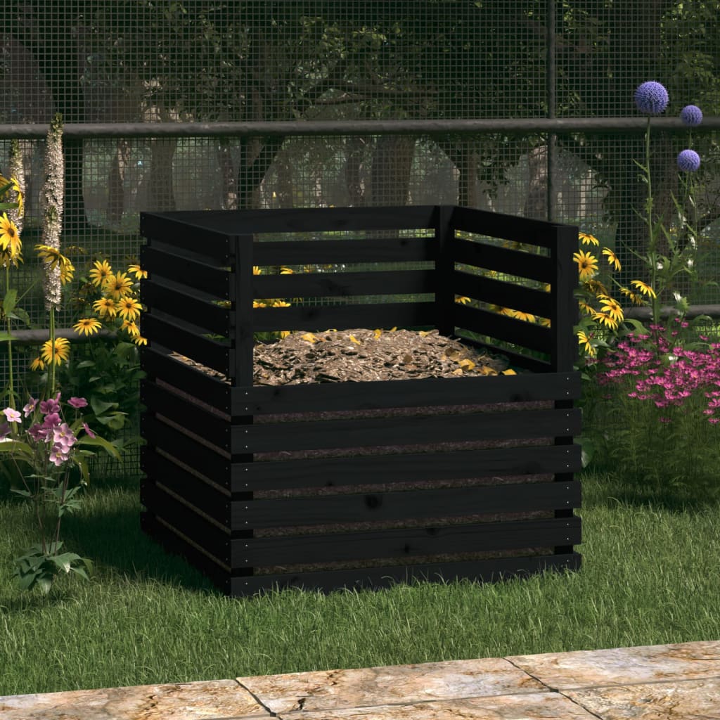 VIDAXL -Kompost -Bin 80x80x78 cm Festkiefer schwarz