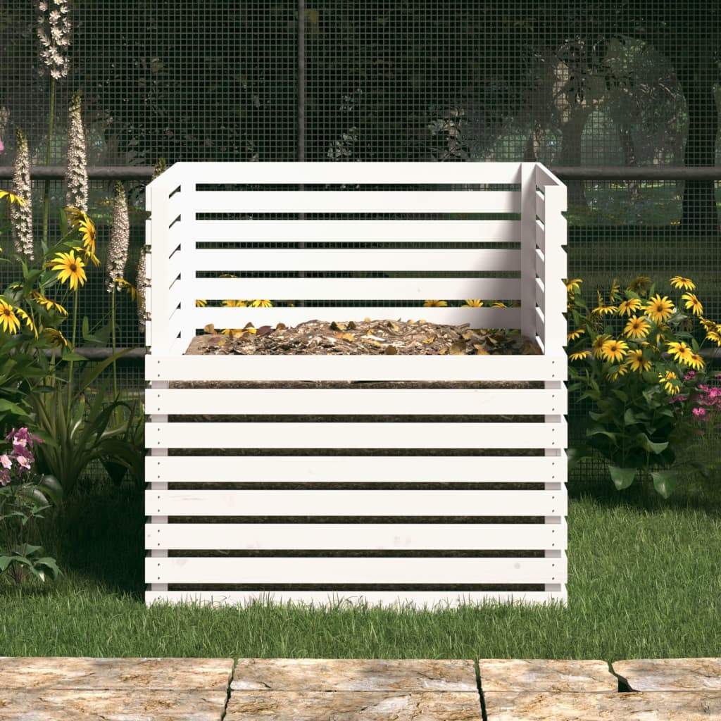 VIDAXL -Kompost -Bin 100x100x102 cm Festkieferweiß