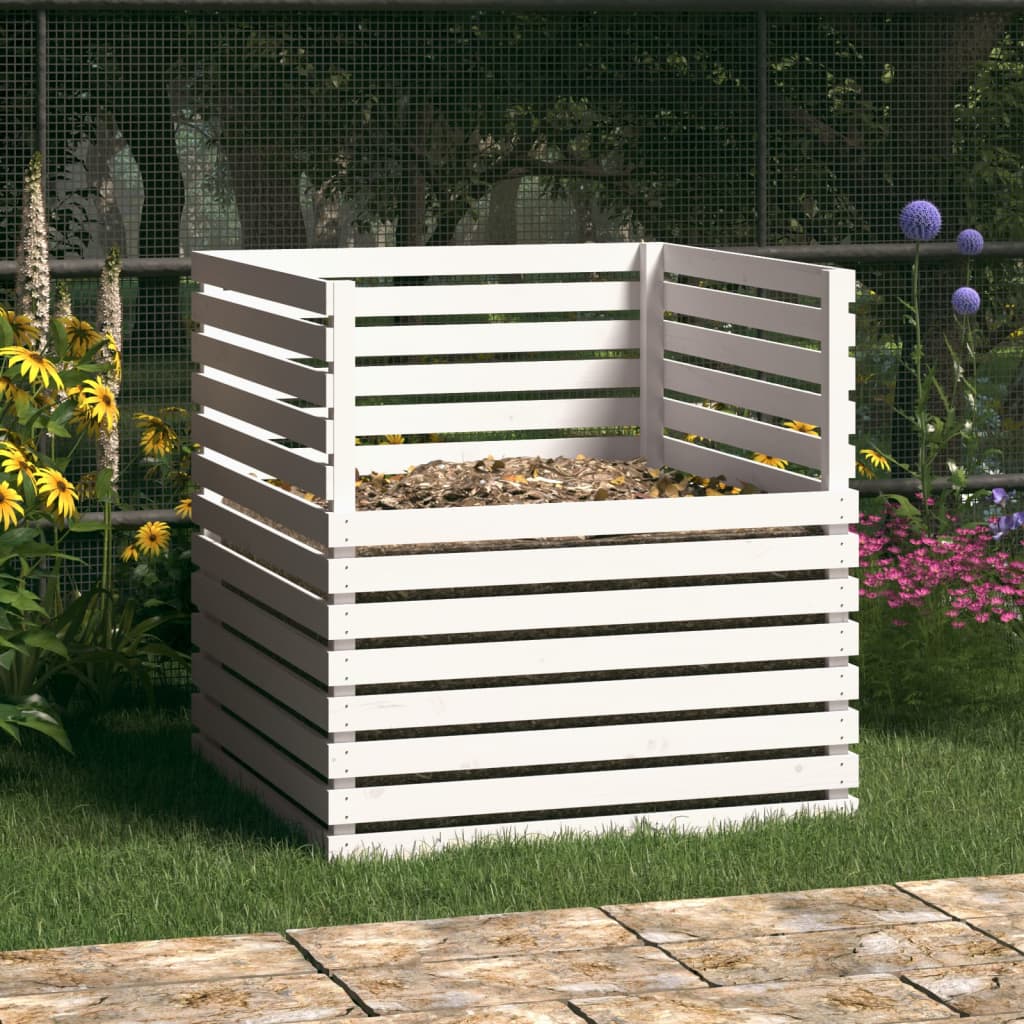 VIDAXL -Kompost -Bin 100x100x102 cm Festkieferweiß