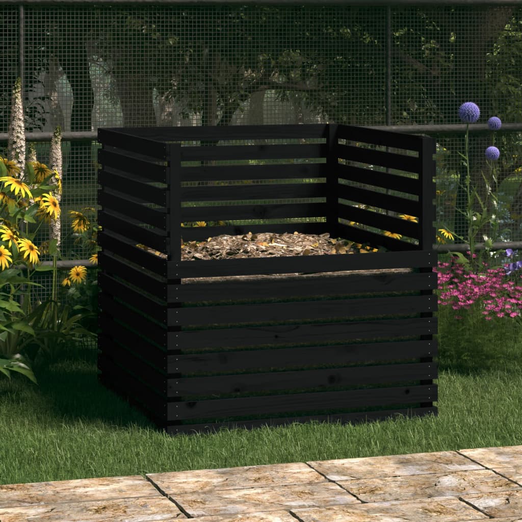 Vidaxl -Kompost -Bin 100x100x102 cm Festkiefer schwarz