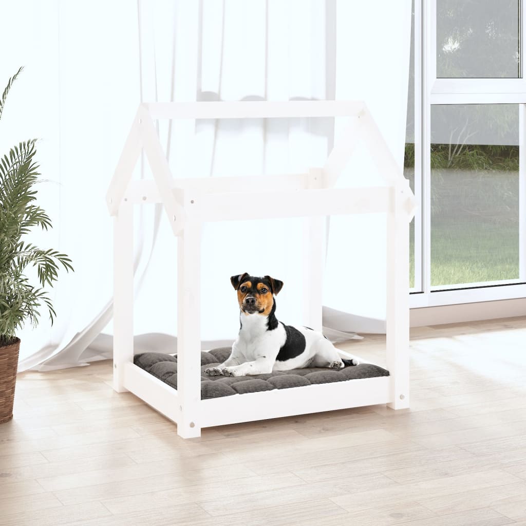 Vidaxl Hundebett 61x50x70 cm Festkiefer weiß