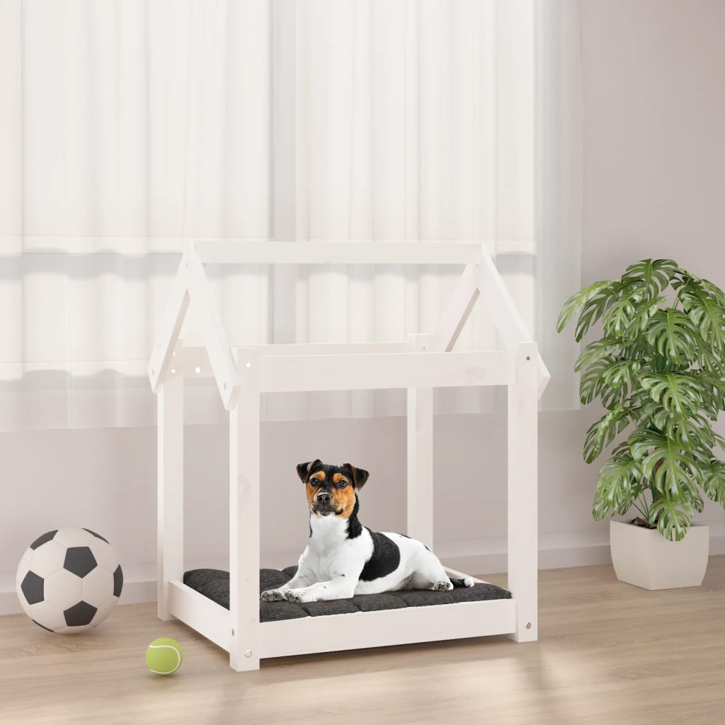 Vidaxl Hundebett 61x50x70 cm Festkiefer weiß