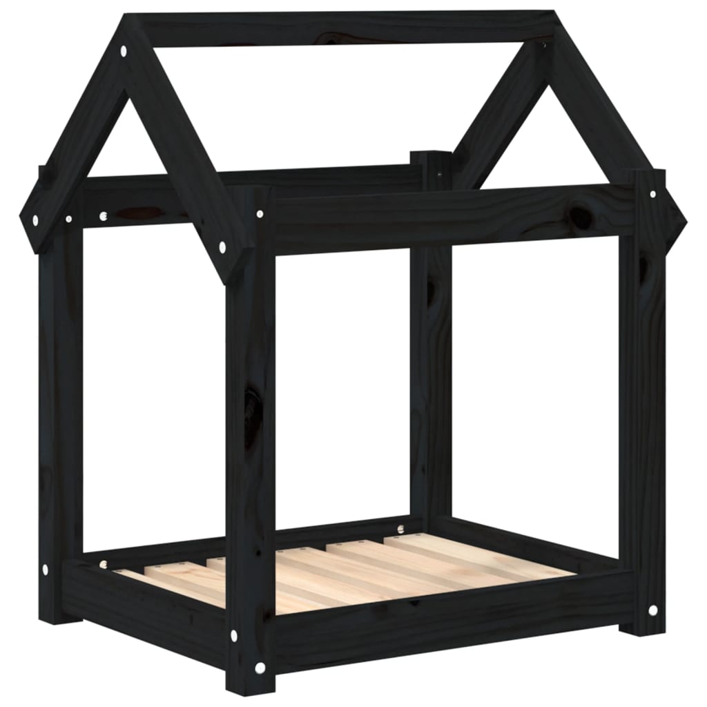 Vidaxl Hundkorb 61x50x70 cm Festkiefer schwarz