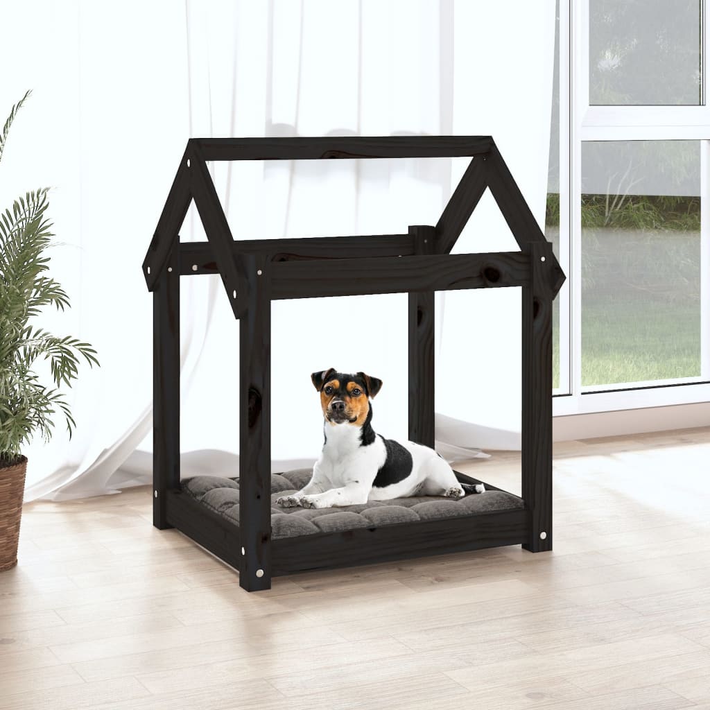 Vidaxl Hundkorb 61x50x70 cm Festkiefer schwarz