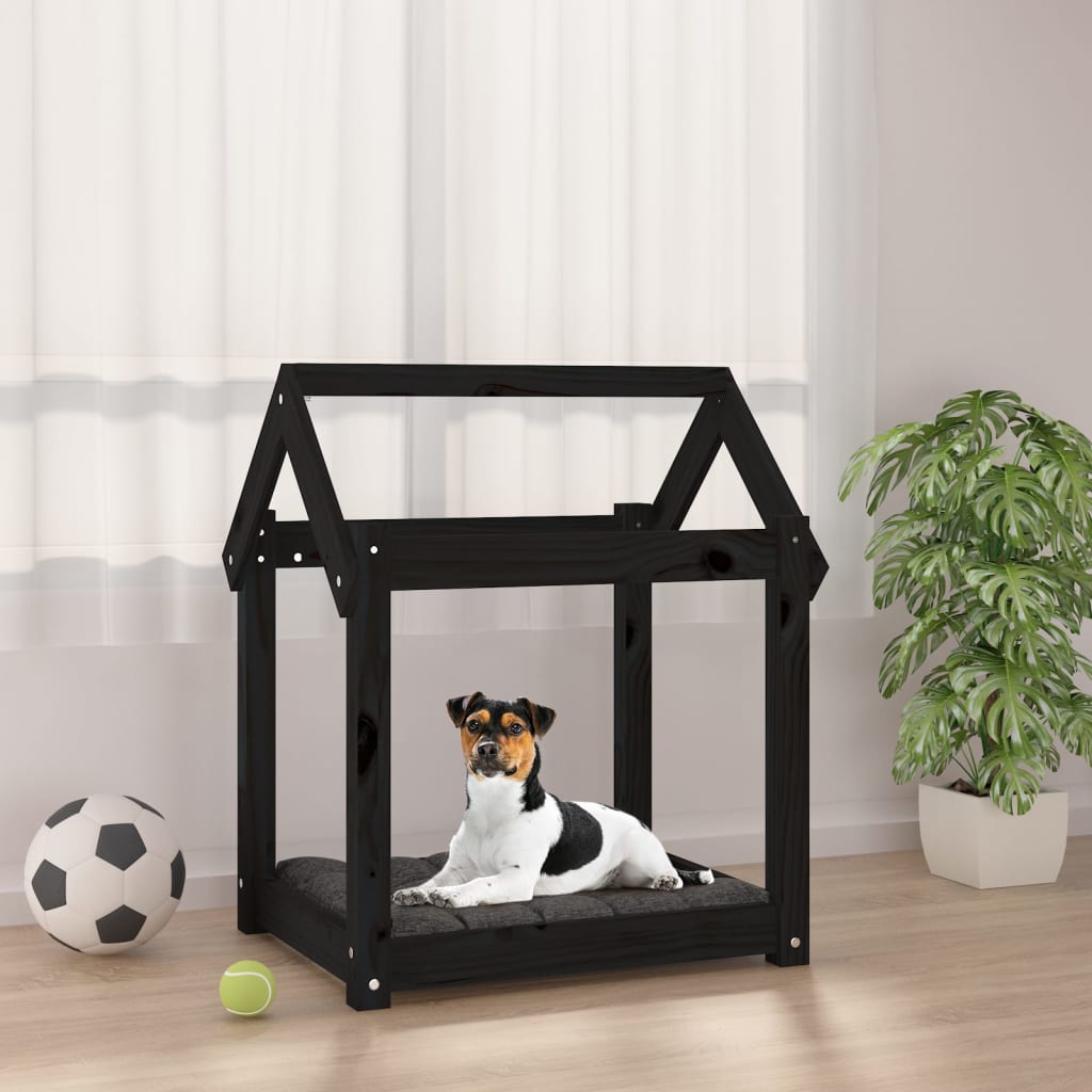 Vidaxl Hundkorb 61x50x70 cm Festkiefer schwarz