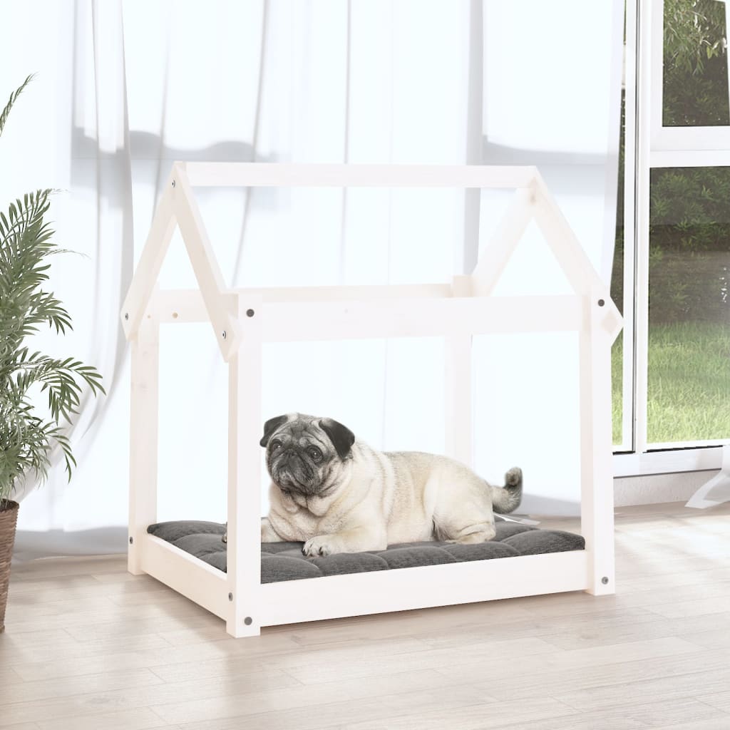 Vidaxl Hundebett 71x55x70 cm Festkiefer weiß