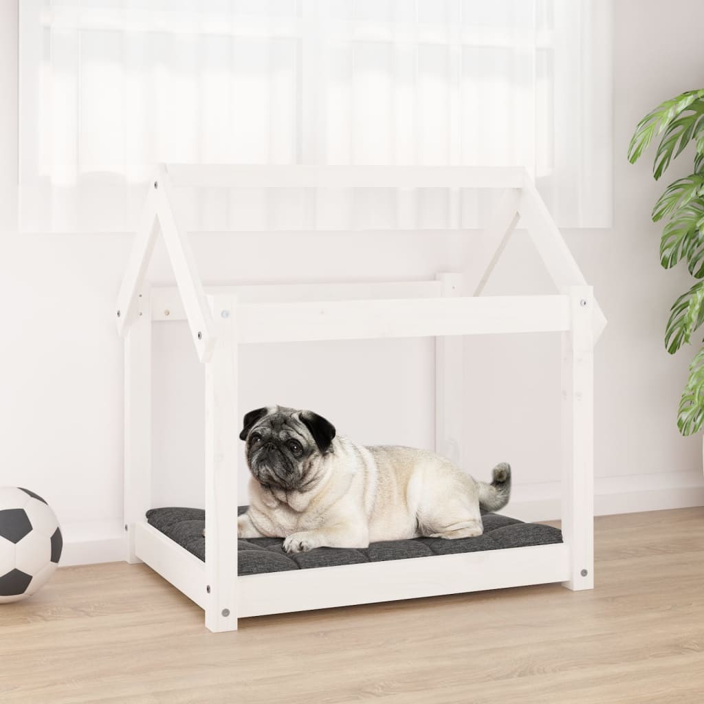 Vidaxl Hundebett 71x55x70 cm Festkiefer weiß