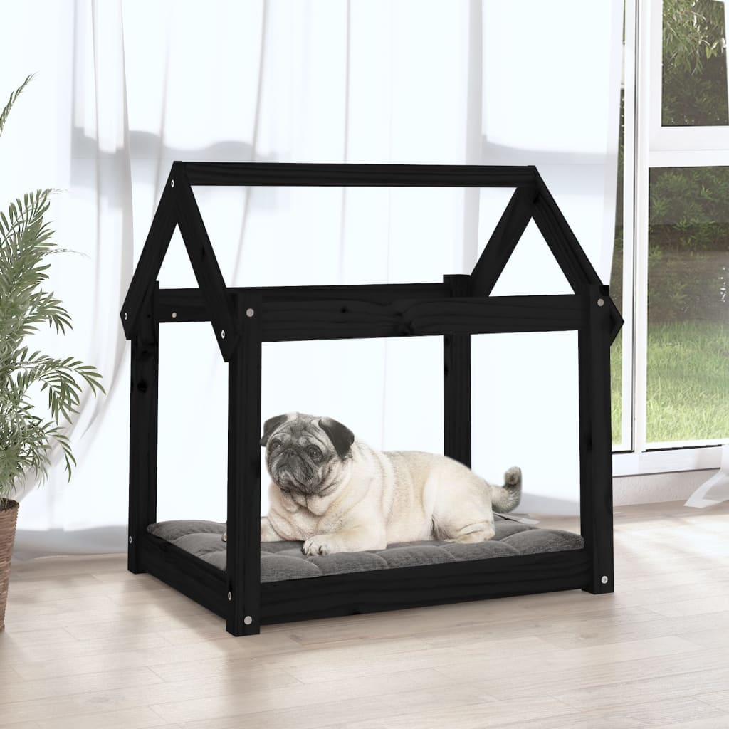 Vidaxl Hundekorb 71x55x70 cm Festkiefer schwarz