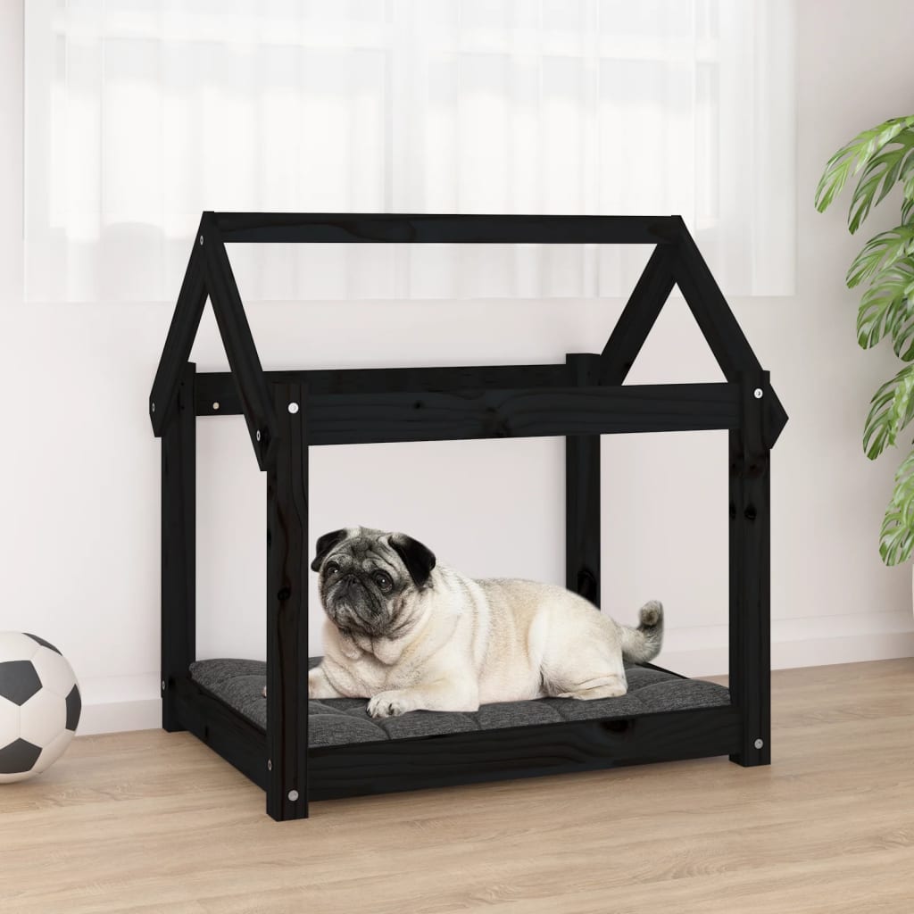 Vidaxl Hundekorb 71x55x70 cm Festkiefer schwarz