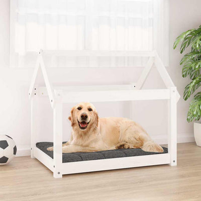 Vidaxl Hundebett 81x60x70 cm Festkiefer weiß