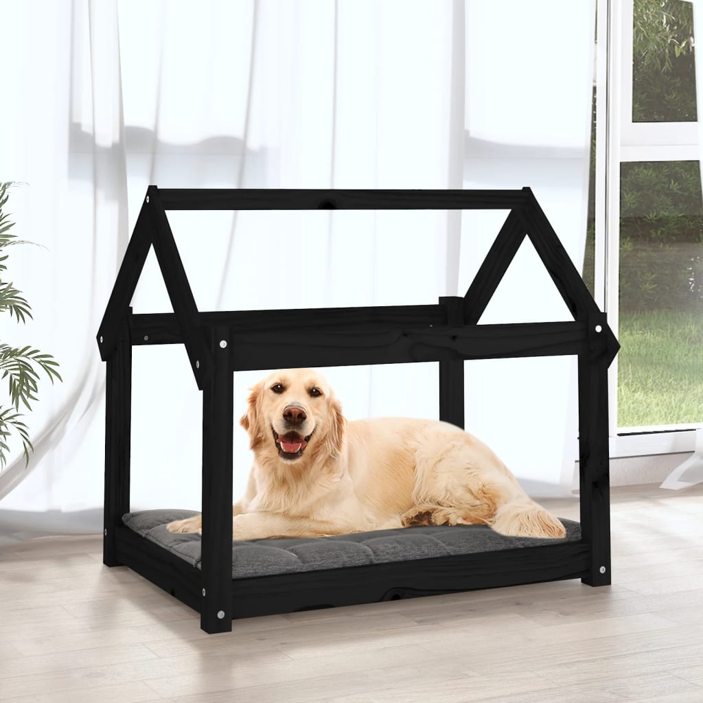Vidaxl Hundekorb 81x60x70 cm Festkiefer schwarz