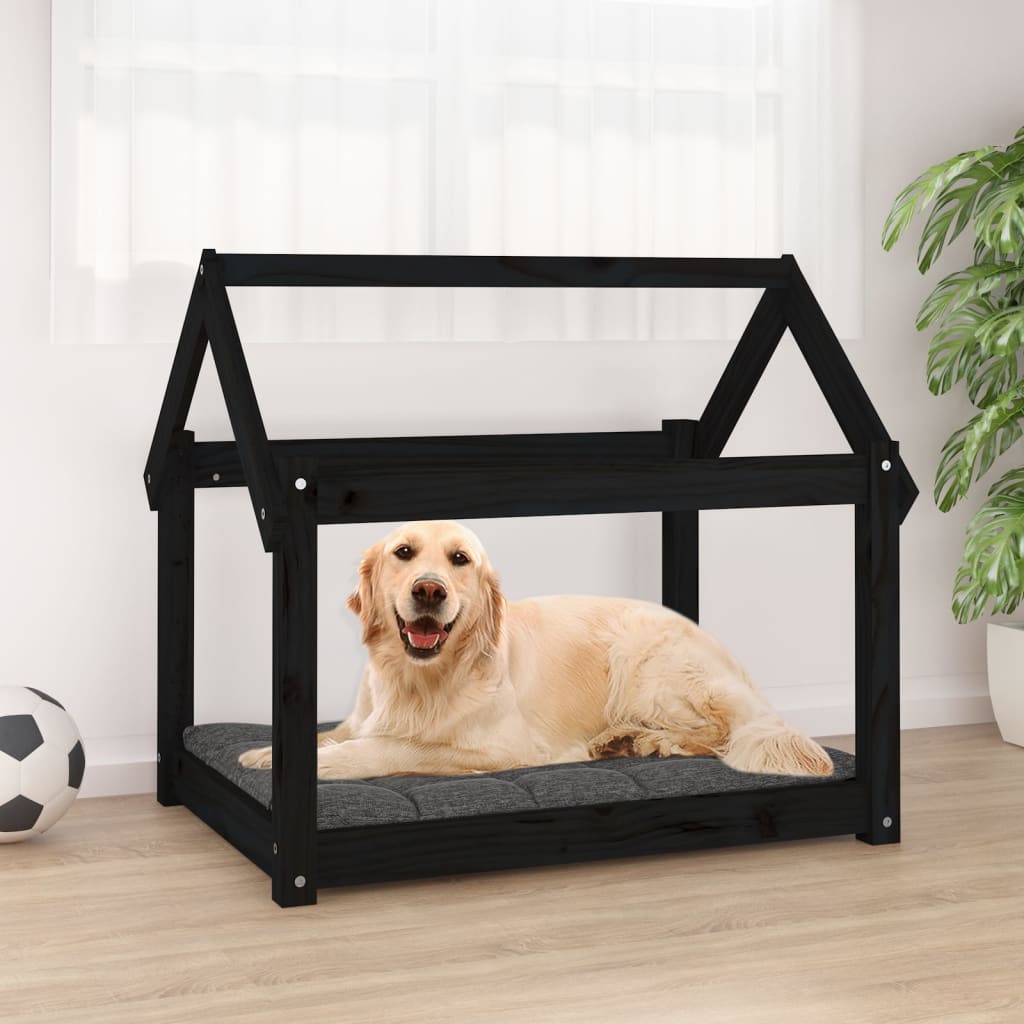 Vidaxl Hundekorb 81x60x70 cm Festkiefer schwarz