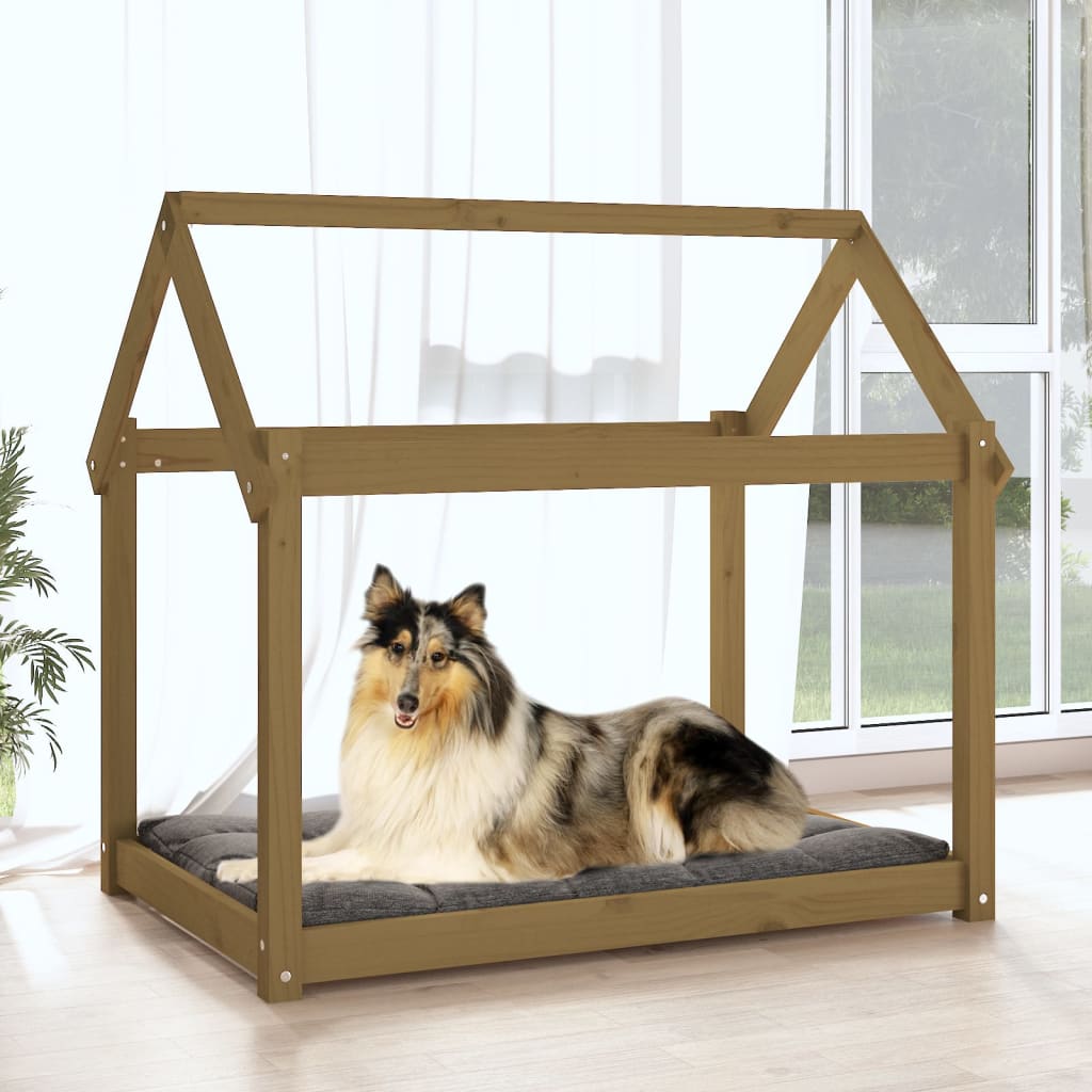Vidaxl Hundekorb 101x70x90 cm Festkiefer Honig braun