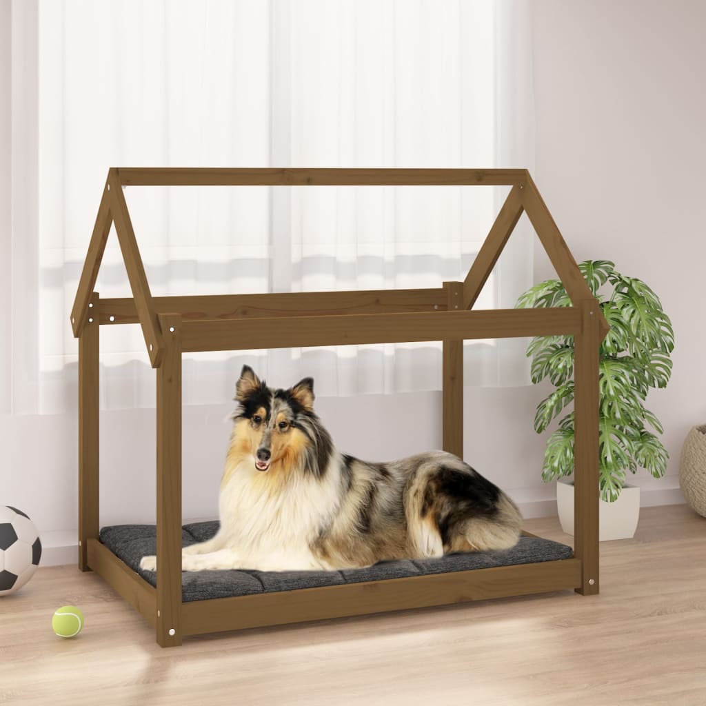 Vidaxl Hundekorb 101x70x90 cm Festkiefer Honig braun