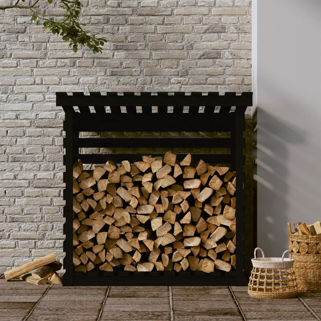 Vidaxl -Kamin Trek 108x73x108 cm Festkiefer schwarz