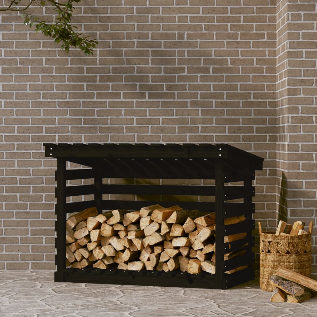 Vidaxl -Kamin Trek 108x73x79 cm Festkiefer schwarz