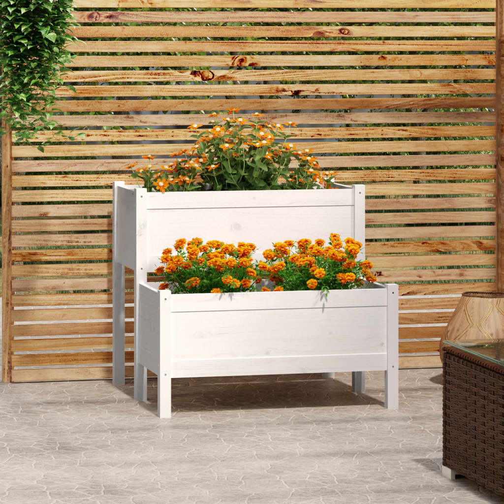 VIDAXL -Planungsbox 84.5x84x75 cm Festkiefer weiß