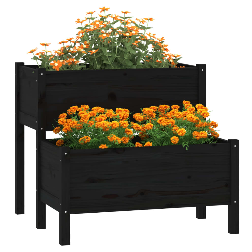 VIDAXL -Planungsbox 84.5x84x75 cm Festkiefer schwarz
