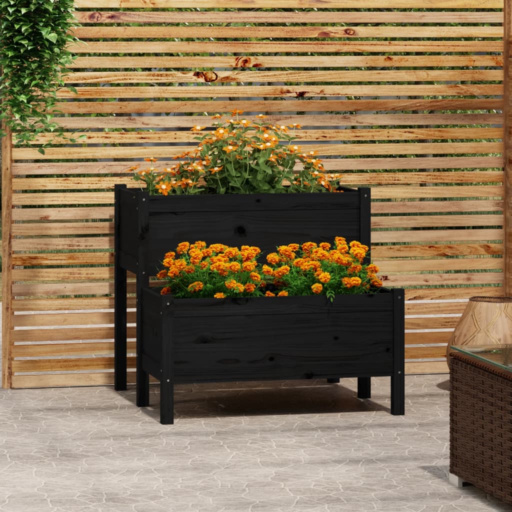 VIDAXL -Planungsbox 84.5x84x75 cm Festkiefer schwarz