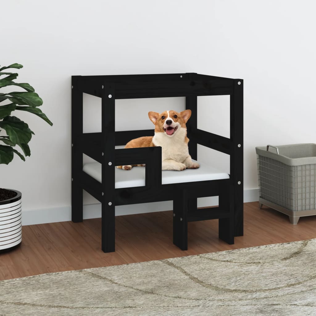 Vidaxl Hundekorb 55,5 x 53,5 x 60 cm Festkiefer Schwarz