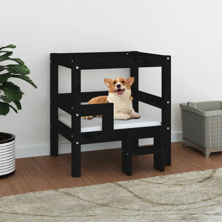 Vidaxl Hundekorb 55,5 x 53,5 x 60 cm Festkiefer Schwarz