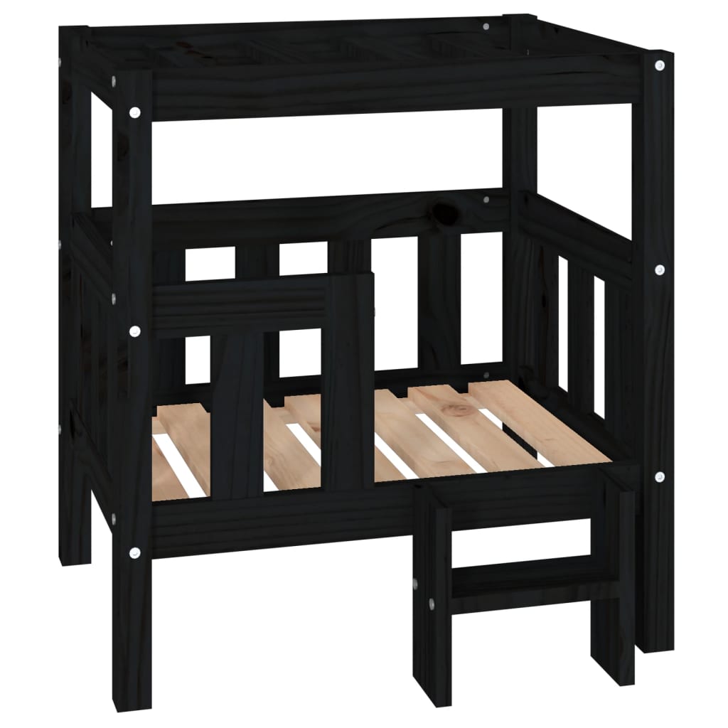 Vidaxl Hundekorb 65.5x43x70 cm Festkiefer schwarz