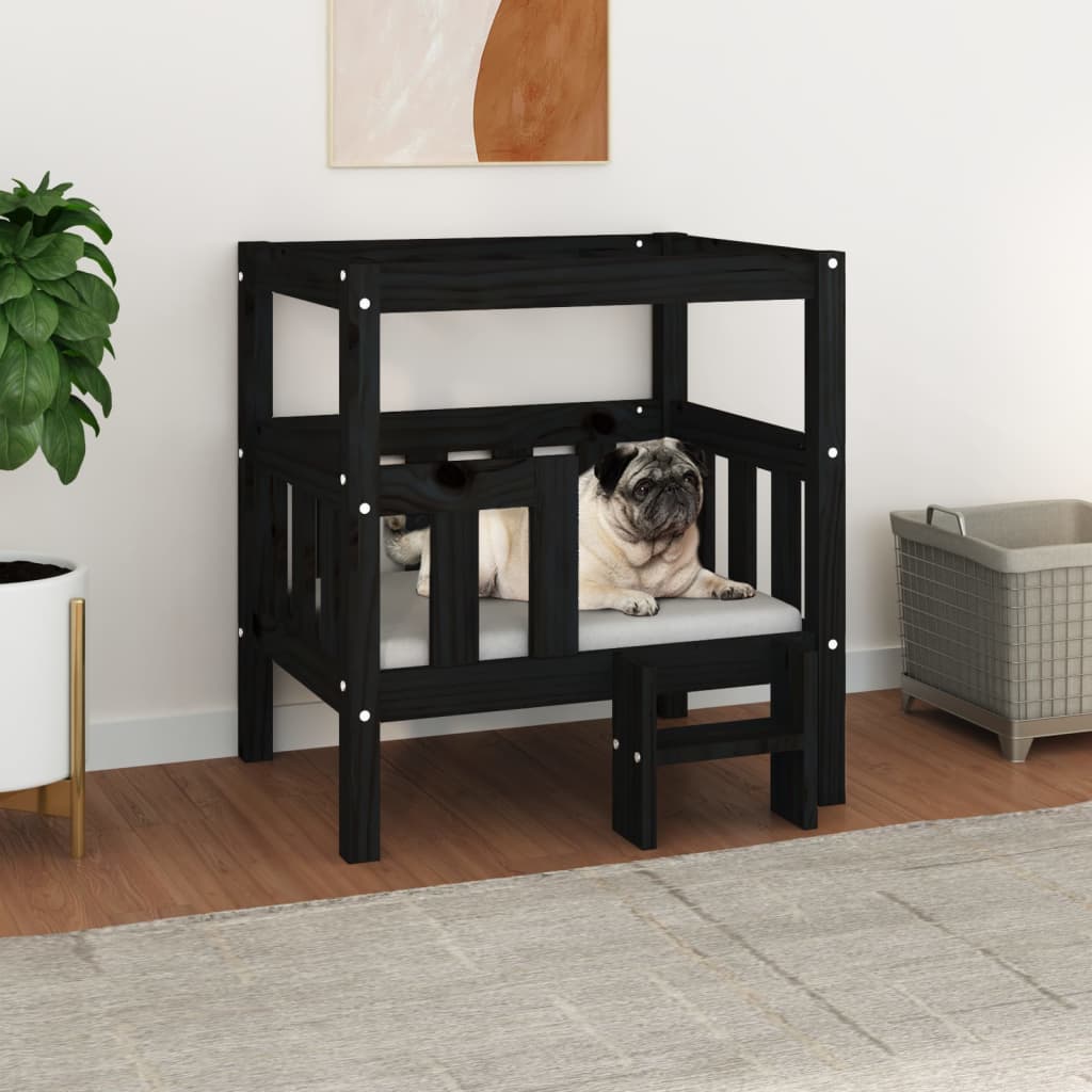 Vidaxl Hundekorb 65.5x43x70 cm Festkiefer schwarz