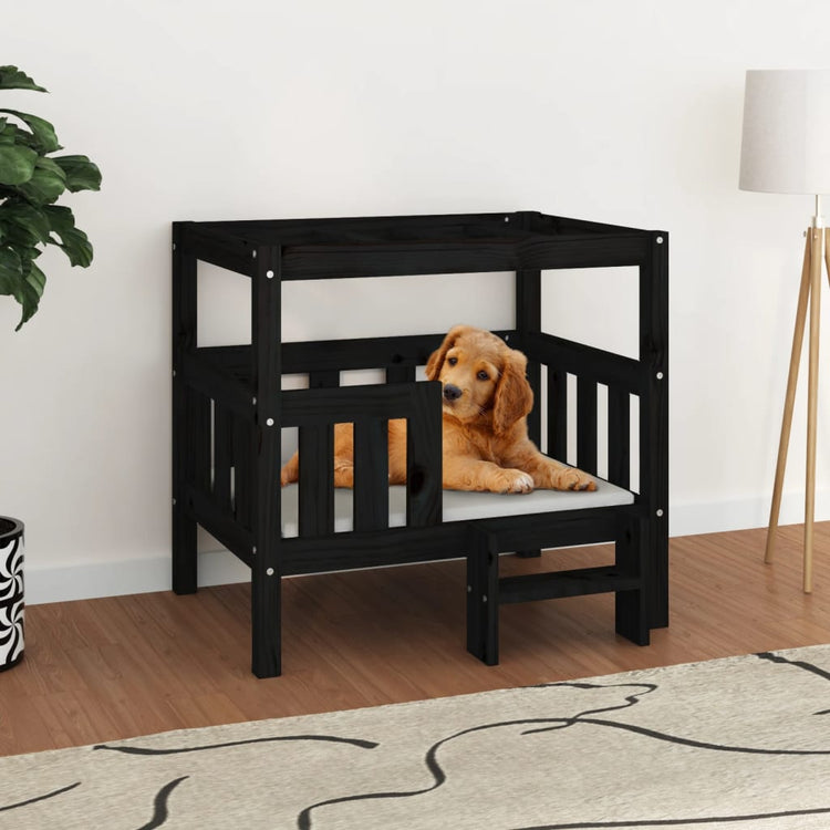 Vidaxl Hundekorb 75,5 x 63,5 x 70 cm Festkiefer Schwarz