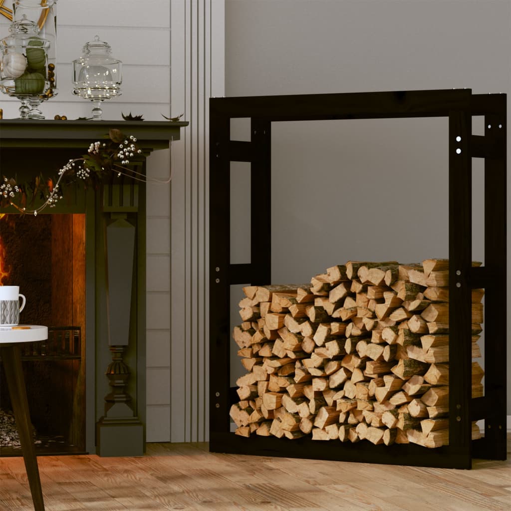 Vidaxl -Kamin 80x25x100 cm Festkiefer Schwarz