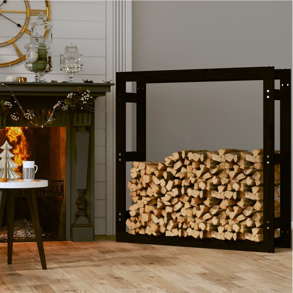 Vidaxl -Kamin 100x25x100 cm Festkiefer Schwarz