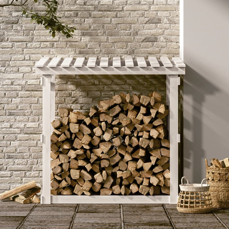 Vidaxx Kaminholzregal 108x64,5x109 cm massives Kiefernholz weiß
