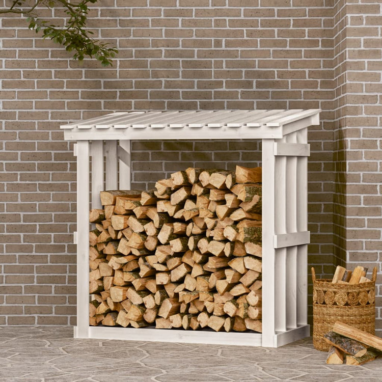 Vidaxx Kaminholzregal 108x64,5x109 cm massives Kiefernholz weiß