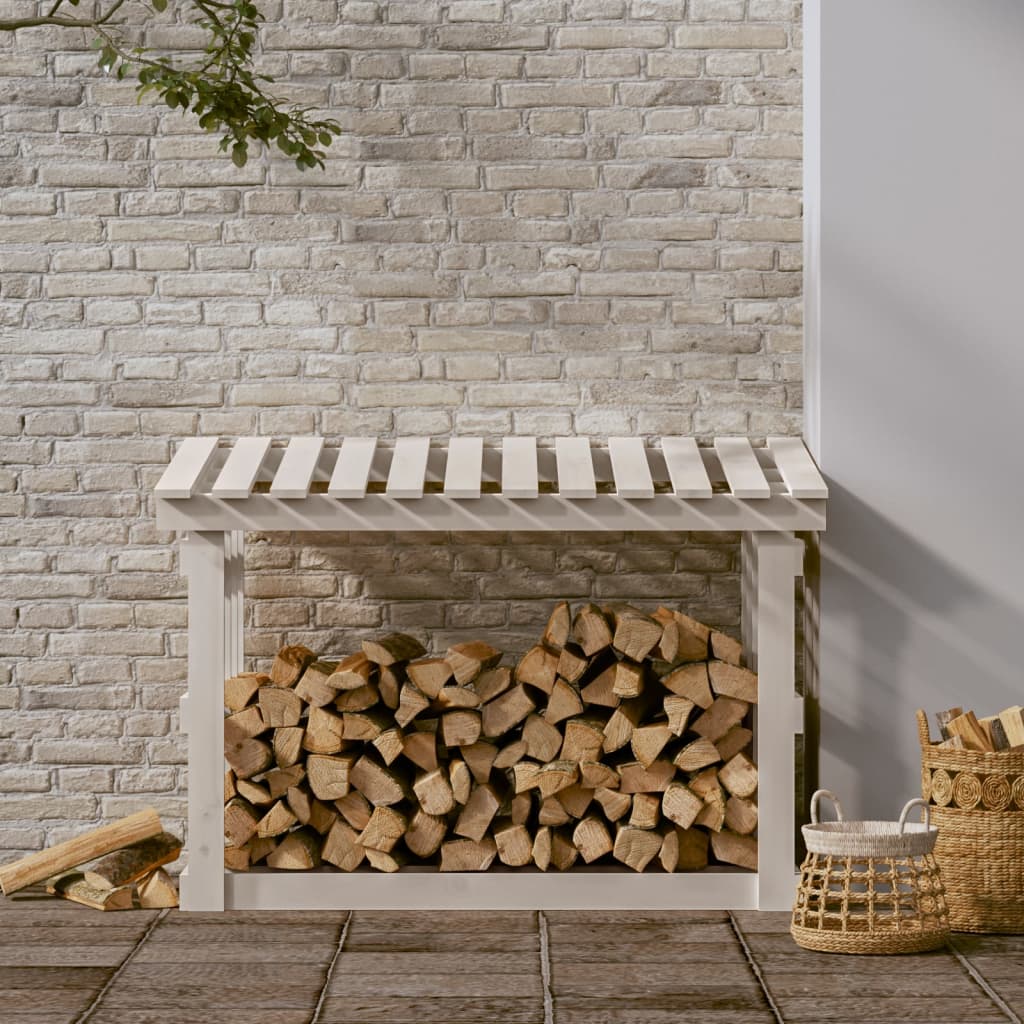 Vidaxl -Kamin Trek 108x64.5x77 cm Festkiefer weiß